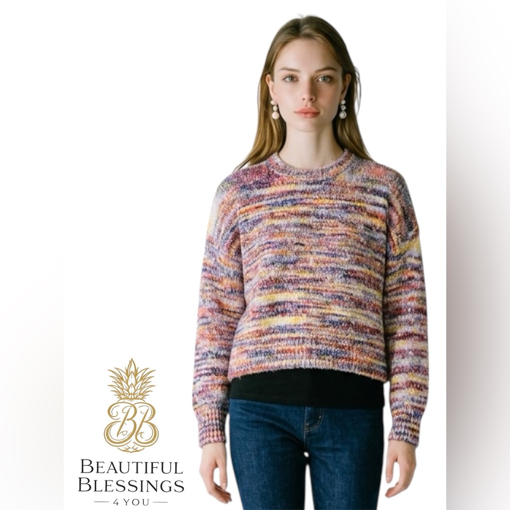 Sweet & Sinful Multicolor Crewneck Knit Sweater - Women - Size M